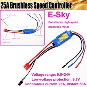 E-Sky DC9.5V-24V 25A Brushless ESC Speed Controller 8KHz PWM Control for RC Car - Picture 1 of 8
