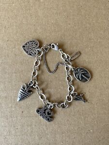 James Avery .925 Sterling Silver Bracelet With 5 Retired Charms
