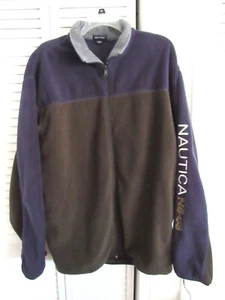 Nautica Long Sleeve Full Zip Front Color Block Fleece Jacket Size XLT - Picture 1 of 4