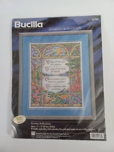 Bucilla Garden Reflections 12x16 Stamped Cross Stitch Kit 41797 1997 Sandy Orton - Picture 1 of 11