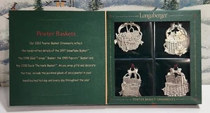 2002 Longaberger Pewter Basket Ornaments - Set of 4 - #77455 - Picture 1 of 3