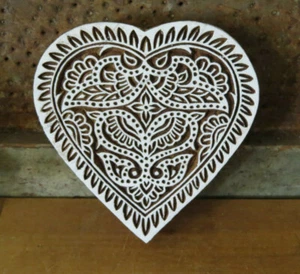 German Springerle Heart Shaped Wood Cookie Mold Press Stamp Valentine's Day Love - Picture 1 of 3