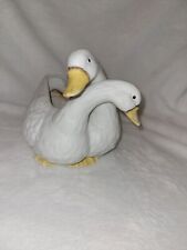 Vintage American White Pekin Ducks Loving Ceramic Planter Excellent Condition 