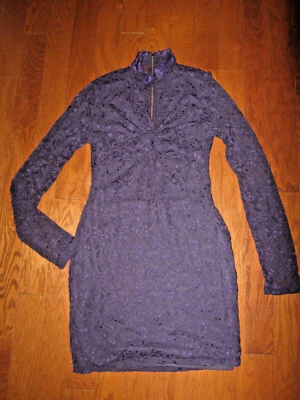 L ❤️VESTIDO DE RODILLA VICTORIA'S SECRET MODA MANGA LARGA CREMALLERA❤️FIESTA DE OFICINA❤️PÚRPURA NUEVO Foto 1 de 4