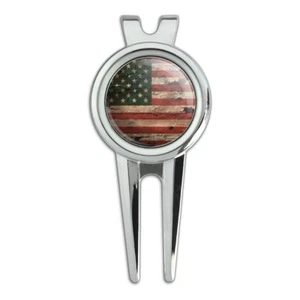 Rustic American USA Flag Distressed Golf Divot Repair Tool and Ball Marker - Picture 1 of 4