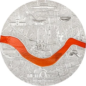 SEOUL Tiffany Art Metropolis 3 Oz Silver Coin $20 Palau 2024 - Picture 1 of 6