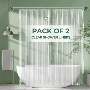 Shower Curtain Liner 2 Pack, 72 X 78 Inches PEVA Plastic Shower Liner with 3 Wei - Picture 1 of 12