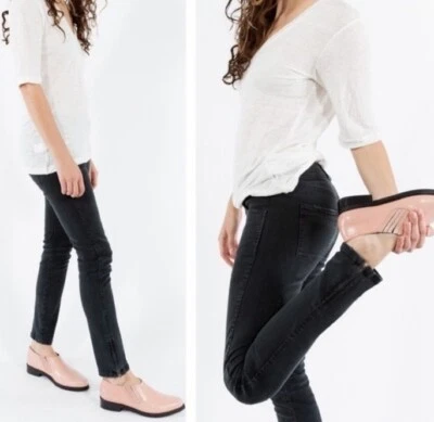 Pantalones de mezclilla Emerson Fry negros Mick desgastados con cremallera para moto talla 4 Foto 1 de 4