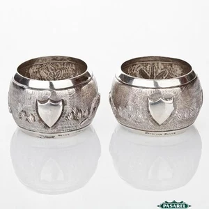 Pair Of Indian Sterling Silver Napkin Rings Circa 1920 - Picture 1 of 1