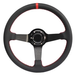 MODAUTO Volante, Volante DEPORTIVO, Volante semidesplazado negro-rojo - Imagen 1 de 4
