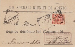 12-56A) CARTOLINA TESTATINA RR SPEDALI RIUNITI AREZZO VIAGGIATA FOIANO CHIANA - Imagen 1 de 2