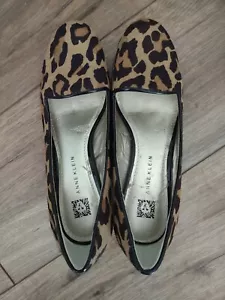 AK Anne Klein Größe 5,5 Echtfell Leopardendruck geschlossene Zehenpartie Keilpumpe - Bild 1 von 5