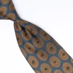 Joseph Abboud Ancient Madder Mens Silk Necktie Plum Green Taupe Gold Geometric  - Picture 1 of 7