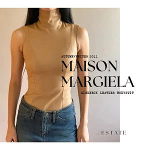 MAISON MARGIELA A/W 2011 hellbrauner Leder hochgeschlossener ärmellos Body Gr. 38 - Bild 1 von 12