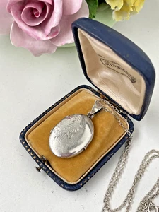 GORGEOUS VINTAGE ORNATE 925 SOLID STERLING SILVER LOCKET PENDANT 18" NECKLACE - Picture 1 of 16