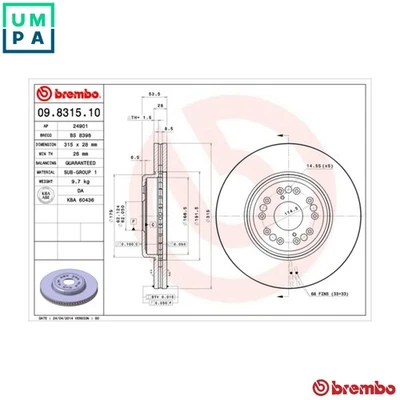 2x BRAKE DISC 09.8315.10 FOR LEXUS 1UZ-FE 4.0L 8cyl LS - Image 1 of 4