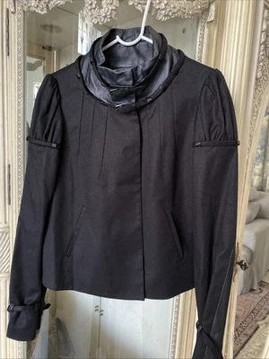 Chaqueta Corta Marciano Mezcla Algodón Imitación Cuero Inserciones Manga Larga Talla S/P Nueva Foto 1 de 4