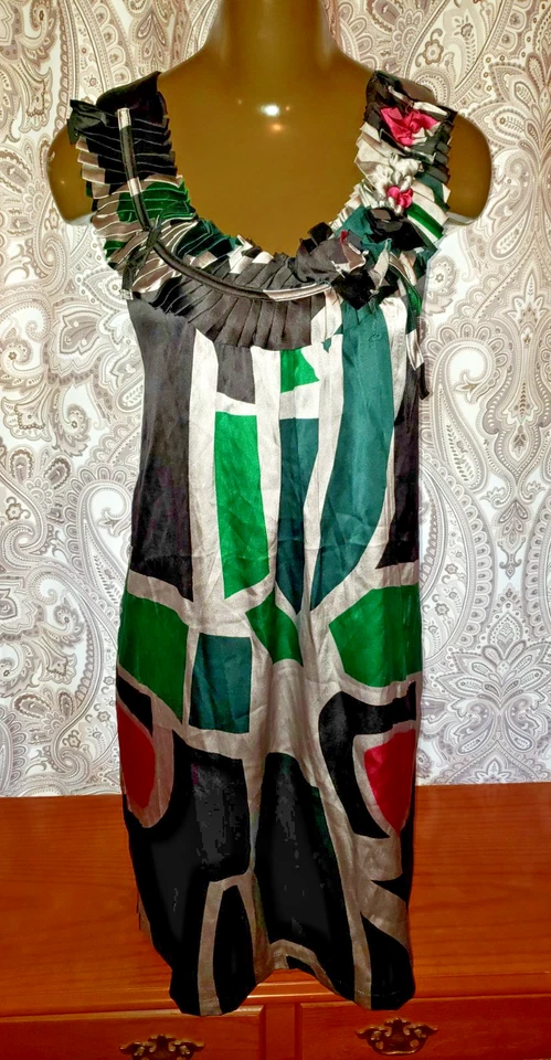 Vestido abstracto mezcla seda Los Angeles talla M Foto 1 de 4