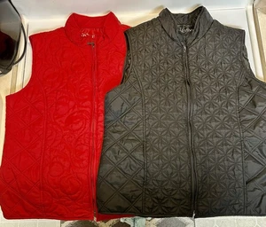 Relativity Womens Lrg Red & Black Vest Lot Of 2 quilted Puffer Zip Up Very nice - Picture 1 of 10