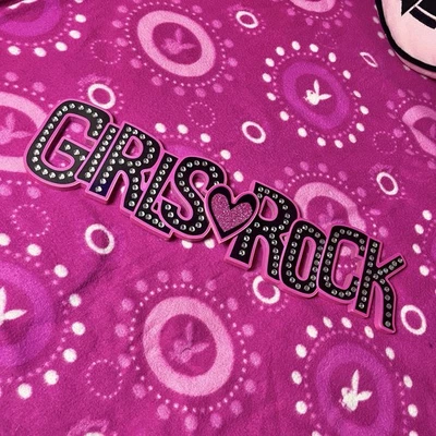 Girls Rock Y2k Pink & Black Bedazzle Bling Hanging Room Decor Sign - Image 1 of 4