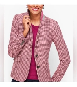 NEW TALBOTS Equestrian Horse Liner Houndstooth Wool Blazer Jacket Size 6 Preppy - Picture 1 of 11