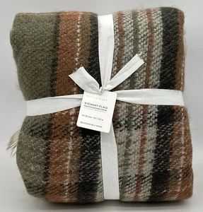 Pottery Barn~ Stewart Plaid Faux Fur Back Throw~Loden~50x60”~NEW - Picture 1 of 2