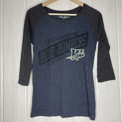 Winnipeg Blue Bombers Raglan Tee Womens Medium Blue Black  - Image 1 of 4