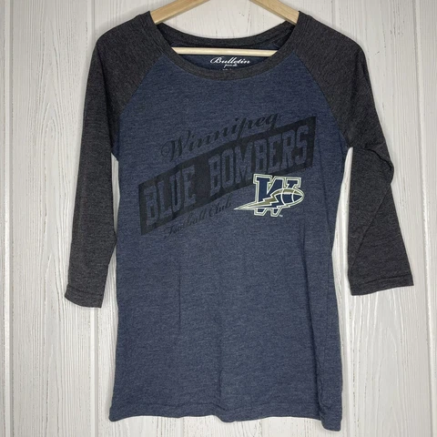 Winnipeg Blue Bombers Raglan Tee Womens Medium Blue Black Cover