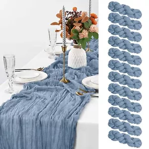 12 Pack Dusty Blue Cheesecloth Table Runner 35" x 120" Rustic Gauze Table Run... - Picture 1 of 10