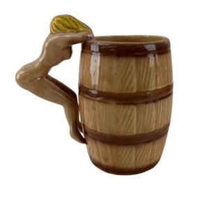 Vtg Tiki Nude Woman Pinup Barrel Mug Naked Retro 60s Barware MCM - Picture 1 of 10