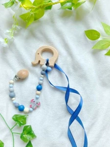 Lovely Elephant Adult Wooden Teether Toy Clip - Picture 1 of 3