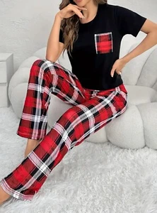 Women’s Cozy Relaxed Fit Plaid Pajama Set - Picture 1 of 6