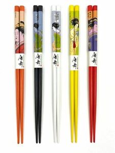 5 Pair Geisha 9" chopsticks HAIR STICKS 5 color Orange Yellow Red Black White
