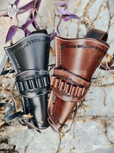 LEATHER GUN HOLSTER HERITAGE ROUGH RIDER QUICK GENUINE LEATHER.44 .45 AMMO LOOP - Picture 1 of 11
