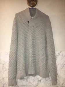 Merona Mens Large Light Gray Canle Knit Collared Sweater  - Picture 1 of 5