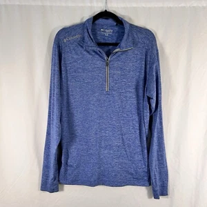 Camisa de golf Columbia para hombre mediana azul jaspeada manga larga 1/4 cremallera cuello alto - Imagen 1 de 7