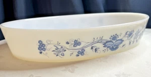 Vintage Arcopal Blue Onion Casserole Dish with Lid 12" 1970s French Glass - Picture 1 of 15