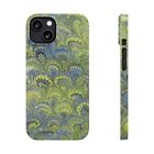 Italian Marbled Designed, Hues of Blue and Green, Slim Phone Cases, Case-Mate
