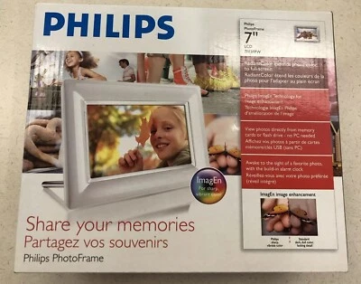 Philips 7FF3FPW 7 Inch LCD Photo Frame White ImageEn Alarm Clock - Image 1 of 4