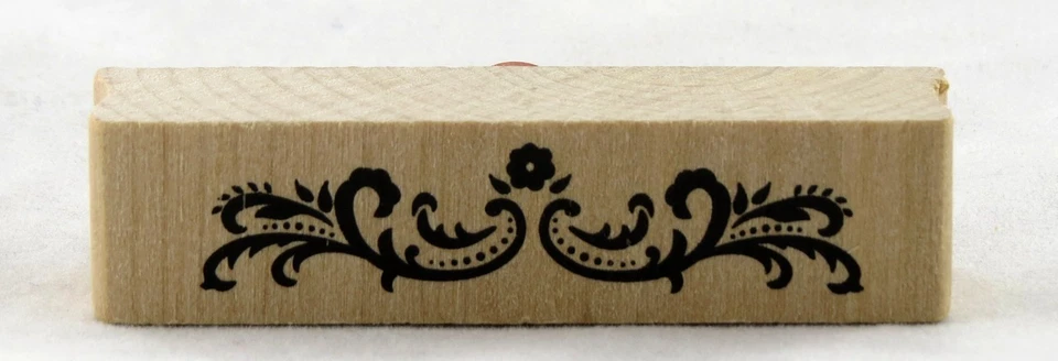 Sello de goma montado en madera floreciente borde punteado Martha Stewart NUEVO estacionario  Foto 1 de 1