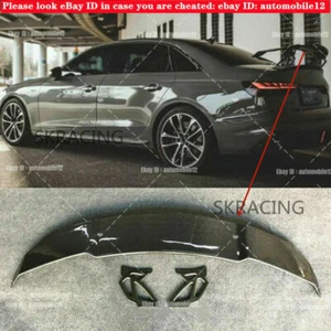FOR 17-22 AUDI A4 S4 SLINE B9 CAT STYLE CARBON FIBER HIGHKICK TRUNK SPOILER WING - Picture 1 of 11