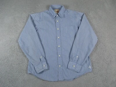 Camisa de vestir Relwen abotonada para hombre XL azul a rayas cazador algodón Foto 1 de 4