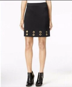 Kensie Black Knit Stretch Skirt With Gold Grommets. Sz S. NWT! - Picture 1 of 9