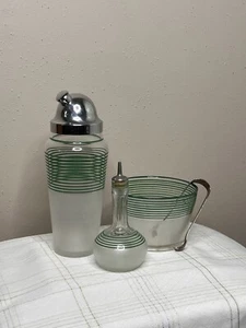 MacBeth 1930s Barware Set Art Deco Cocktail Shaker Bitters Ice Bowl Rare Find - Picture 1 of 5