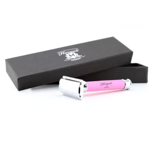 Navaja de afeitar de seguridad rosa de doble filo perfecta para regalo da afeitado limpio profundo - Imagen 1 de 4