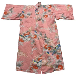 Vintage Made in Japan Bold Floral Kimono Dressing Gown Robe Coat OS Polyester - Picture 1 of 12