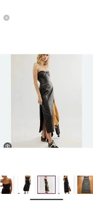 NWT Free People Mira Faux BLACK Leather Corset Dress Size 2 - Image 1 of 4