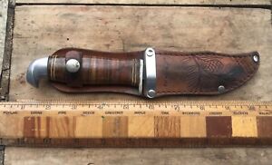 Vintage Estwing Hunting Knife + Original Leather Sheath Pre-Owned 4&1/2" blade