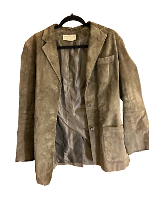 Chaqueta Jones New York Country Mujer 100% Cuero Gamuza Verde Talla 8 Excelente C Foto 1 de 4