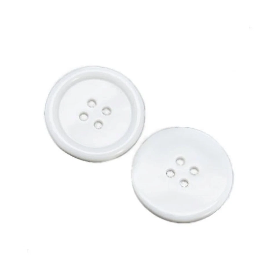 Resin Buttons White Round 22mm 4-Hole Pack Of 20 - Image 1 of 1